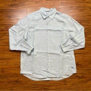 Tommy Bahama Men Light Blue Relaxed 100% Linen Button Down Shirt Size XL Coastal